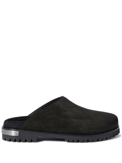 Metal Logo Suede Clogs