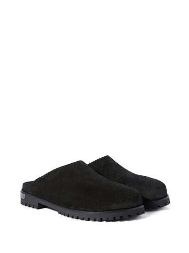 Metal Logo Suede Clogs