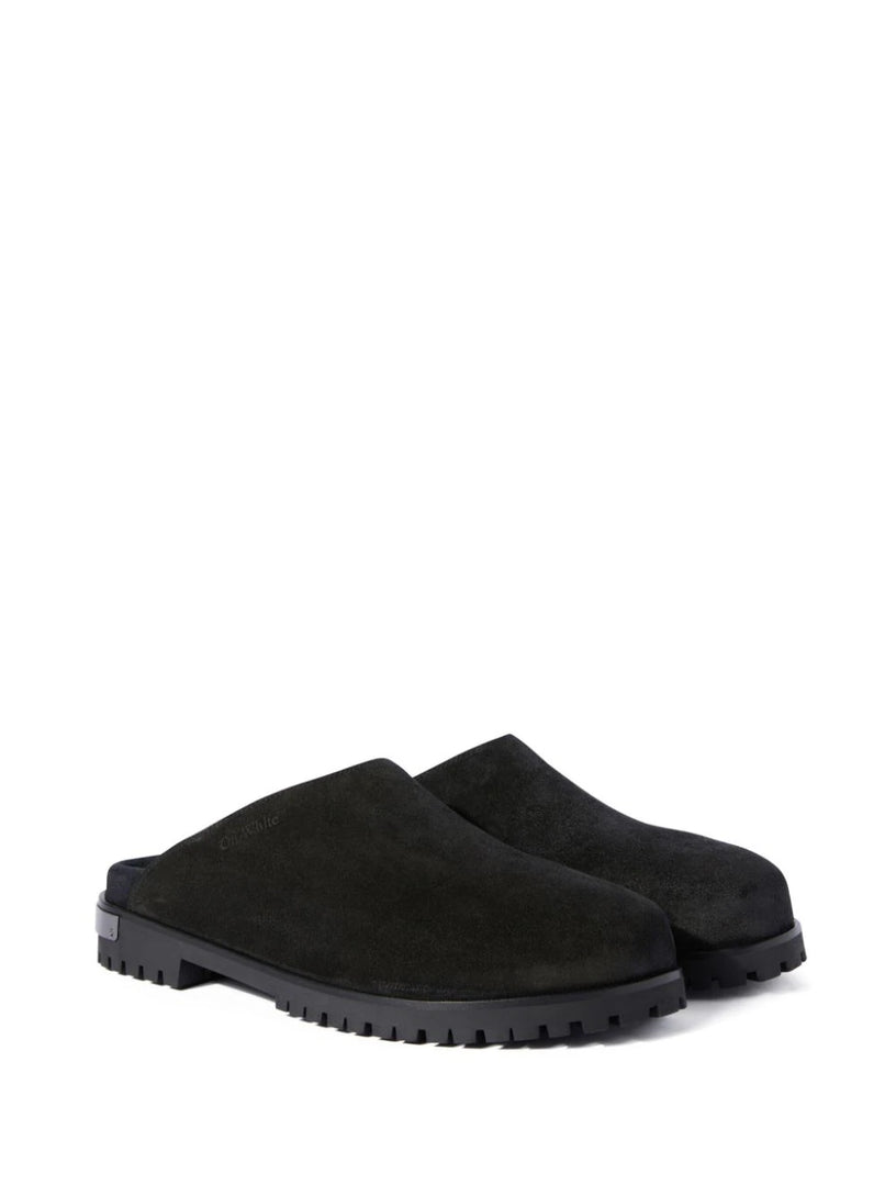 Metal Logo Suede Clogs