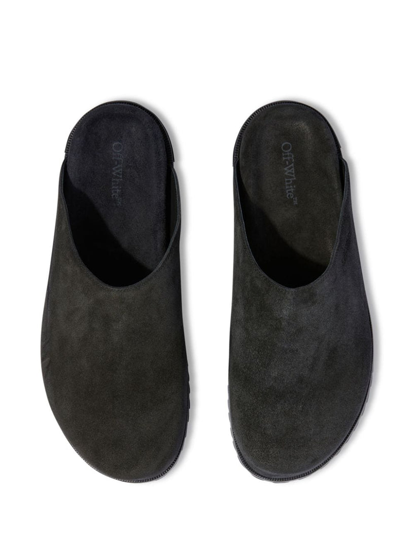 Metal Logo Suede Clogs