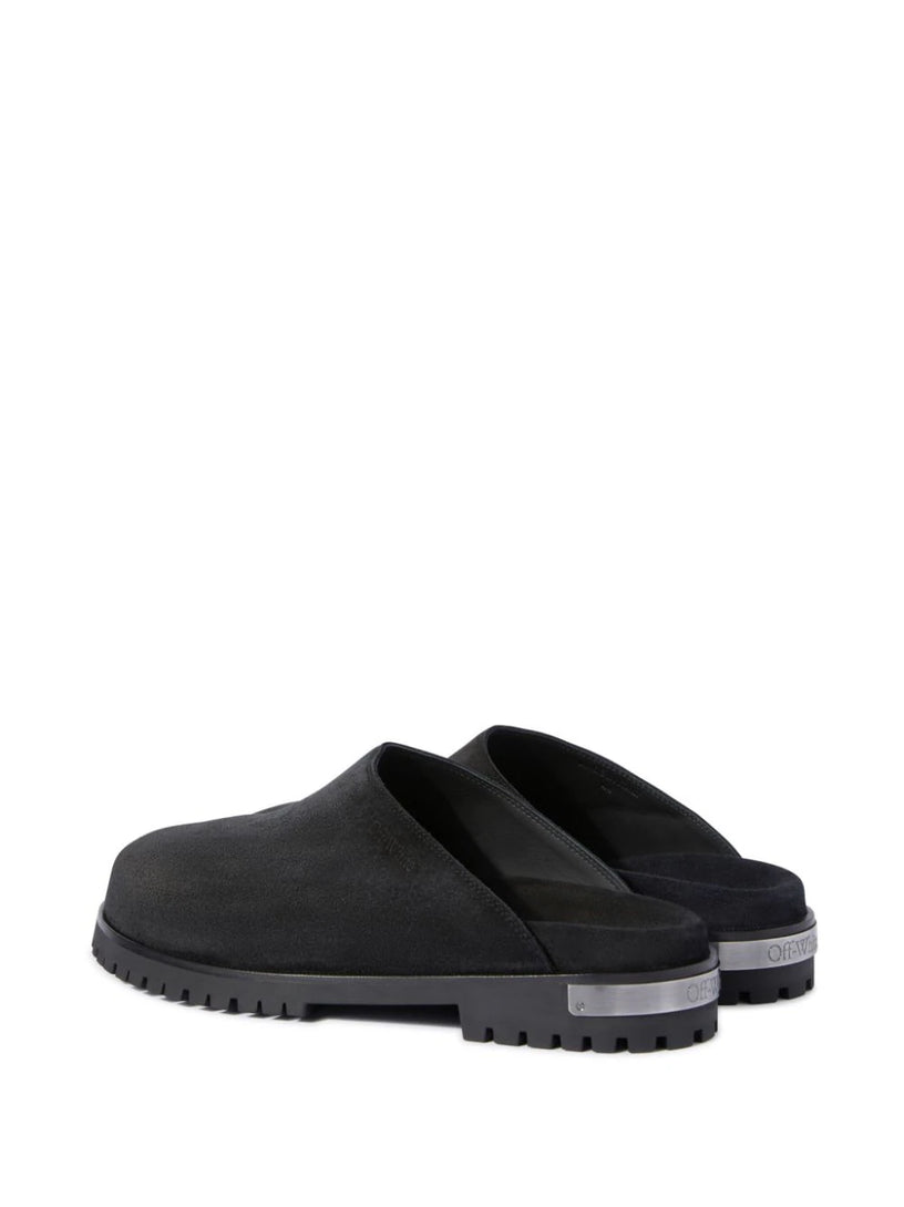 Metal Logo Suede Clogs