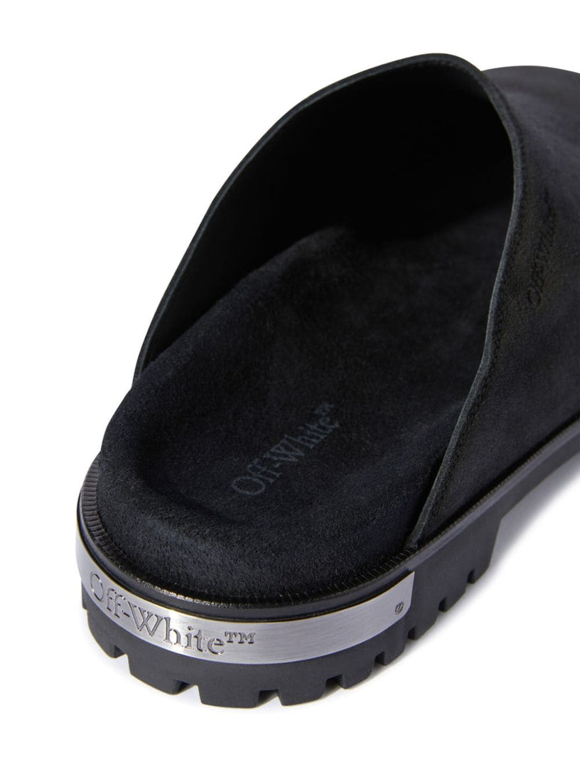 Metal Logo Suede Clogs
