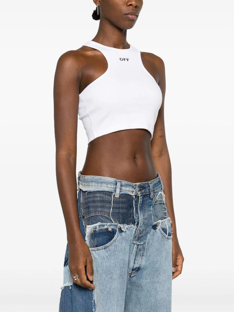 Ribbed top with Olympic neckline and Off logo