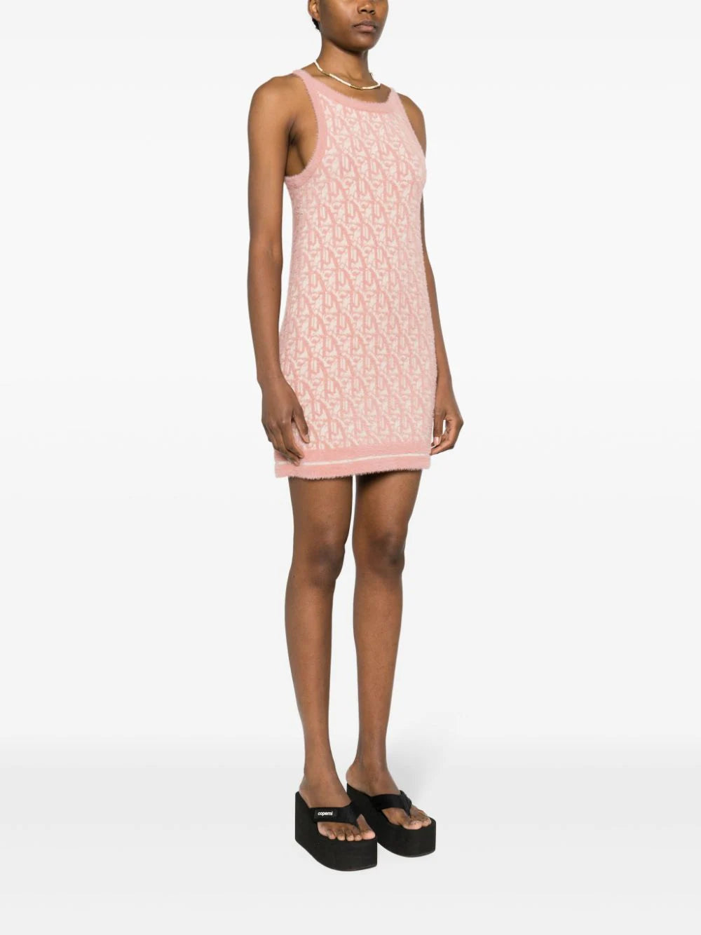 Monogram knit dress with back neckline