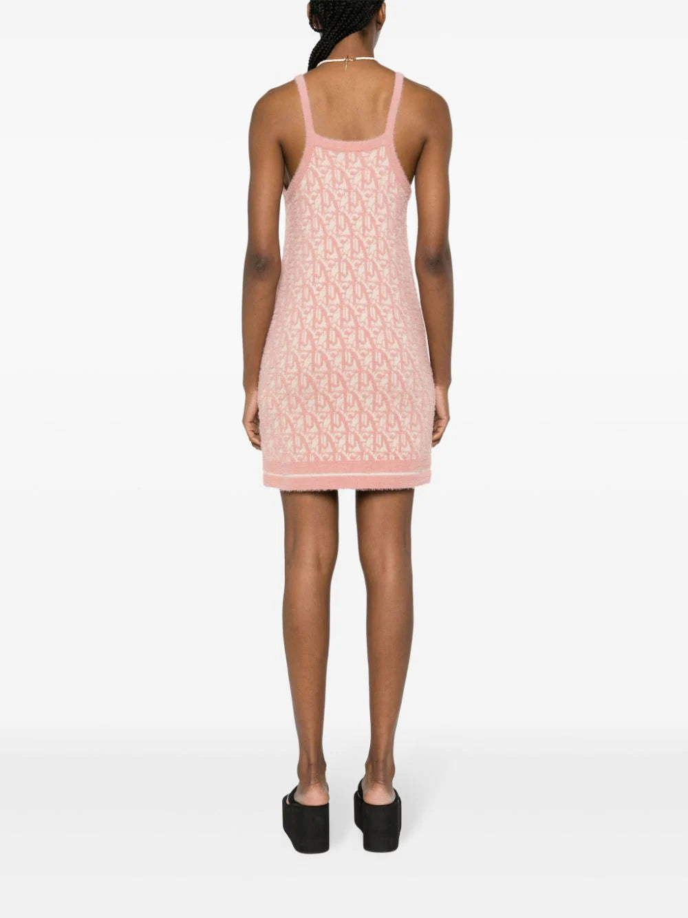 Monogram knit dress with back neckline