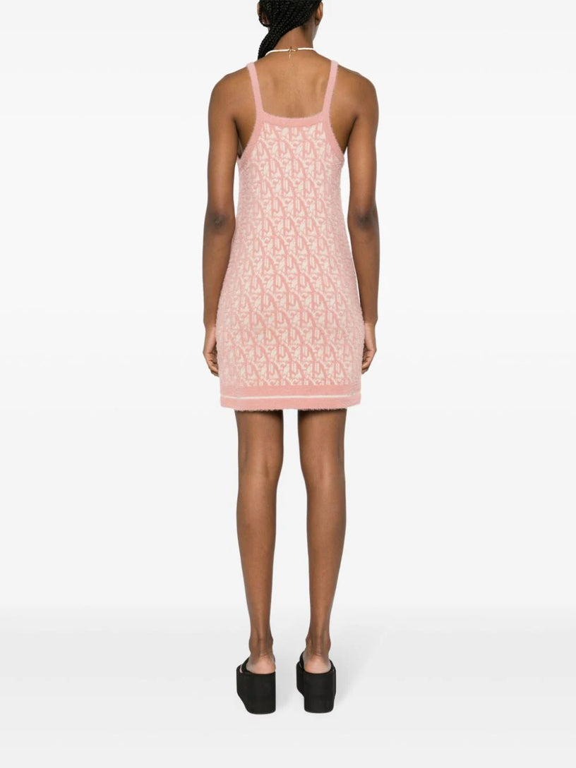 Monogram knit dress with back neckline
