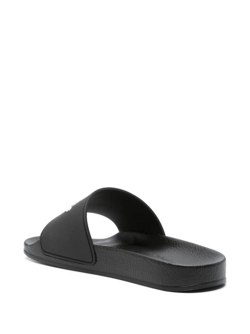 Slides sandals with embossed logo