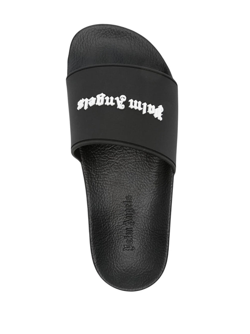 Slides sandals with embossed logo