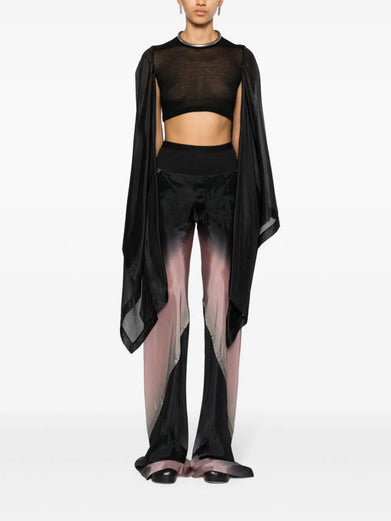 Crop top in black cotton and silk