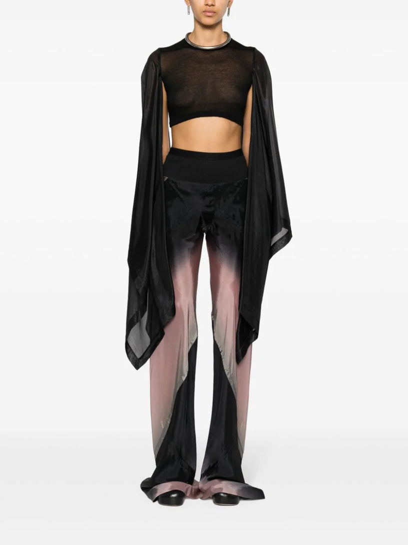 Crop top in black cotton and silk