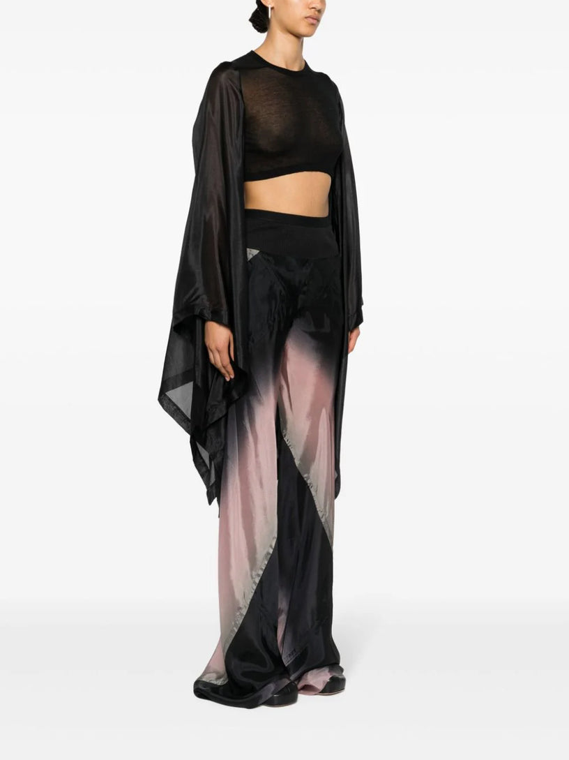 Crop top in black cotton and silk