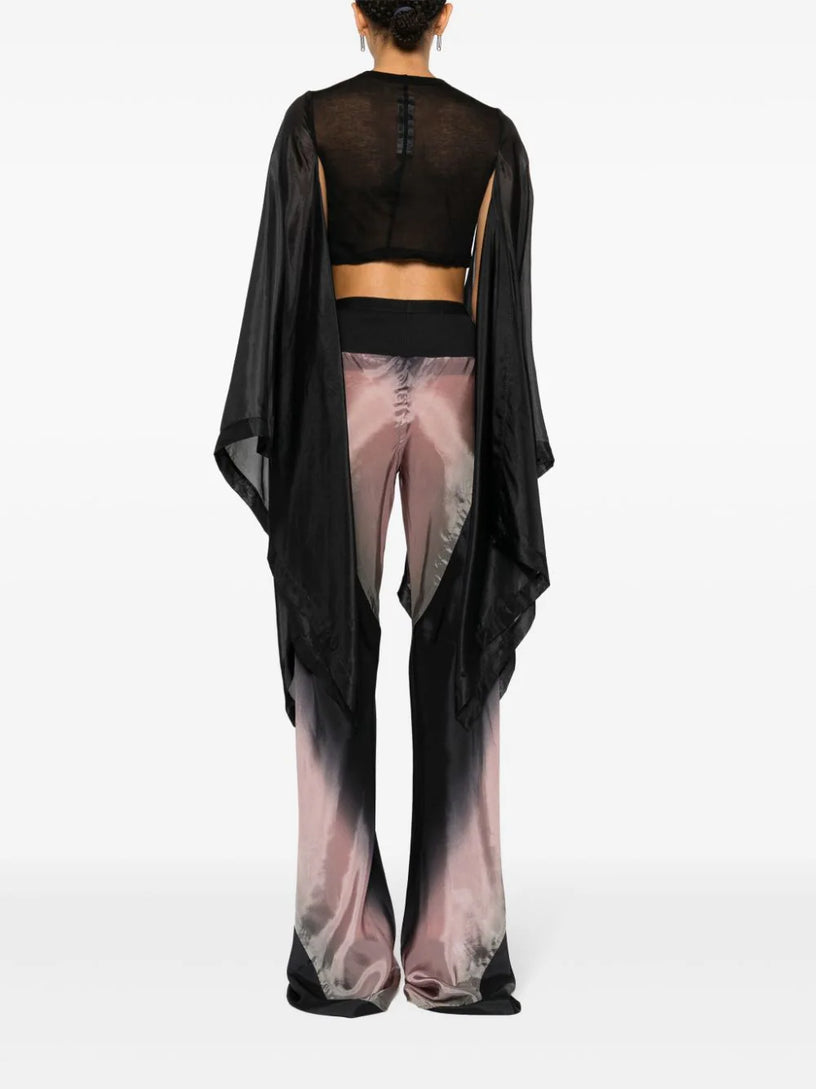 Crop top in black cotton and silk