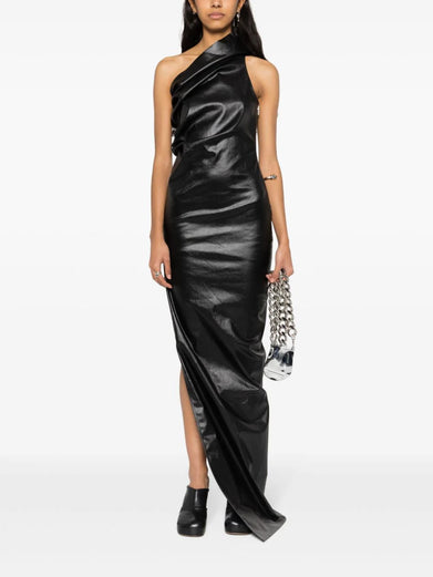 Lido Athena gown in coated stretch denim