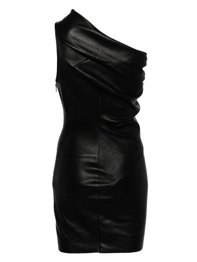 Lido Athena dress mini in black stretch lamb leather