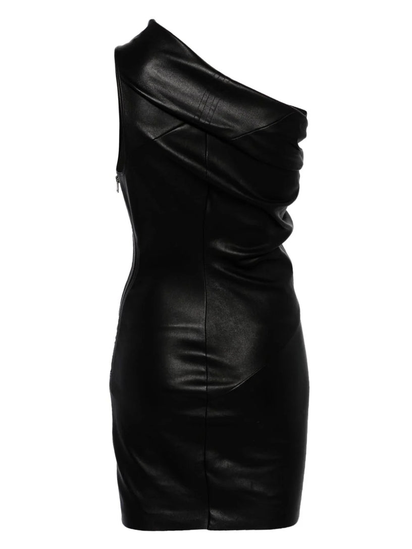 Lido Athena dress mini in black stretch lamb leather