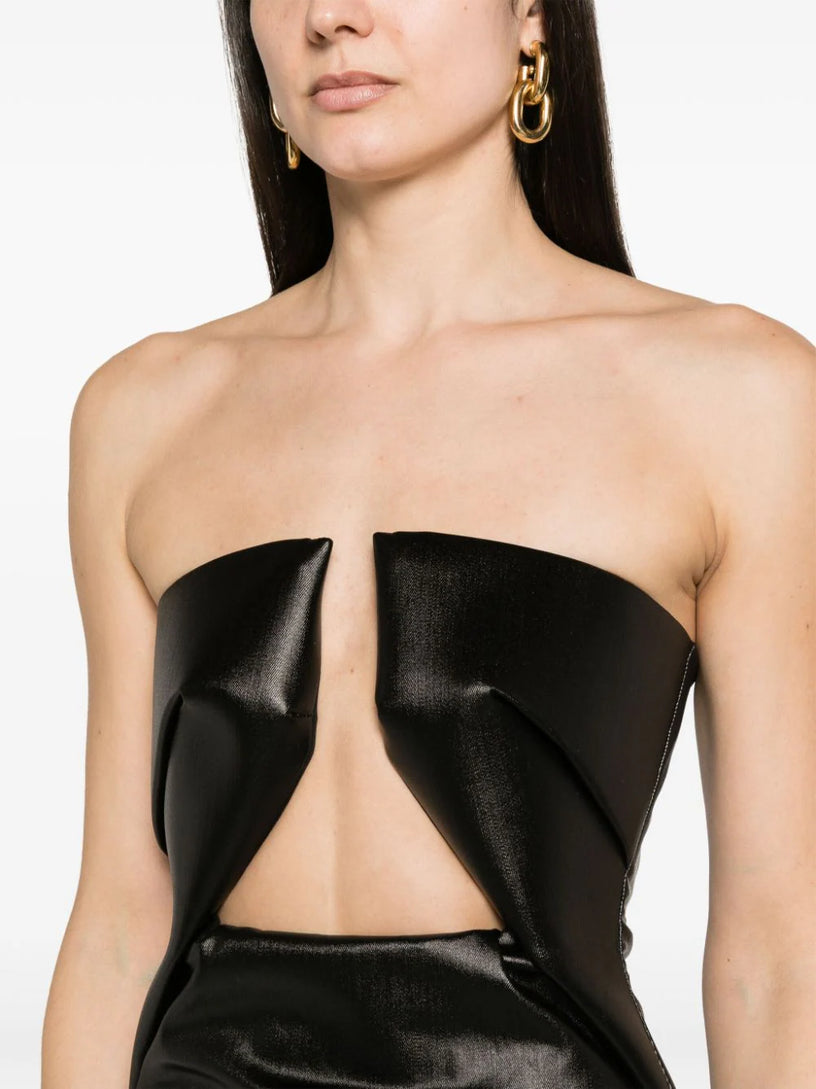 Lido prong mini in gun metal coated stretch denim