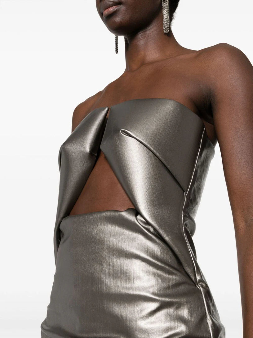 Lido prong mini in gun metal coated stretch denim