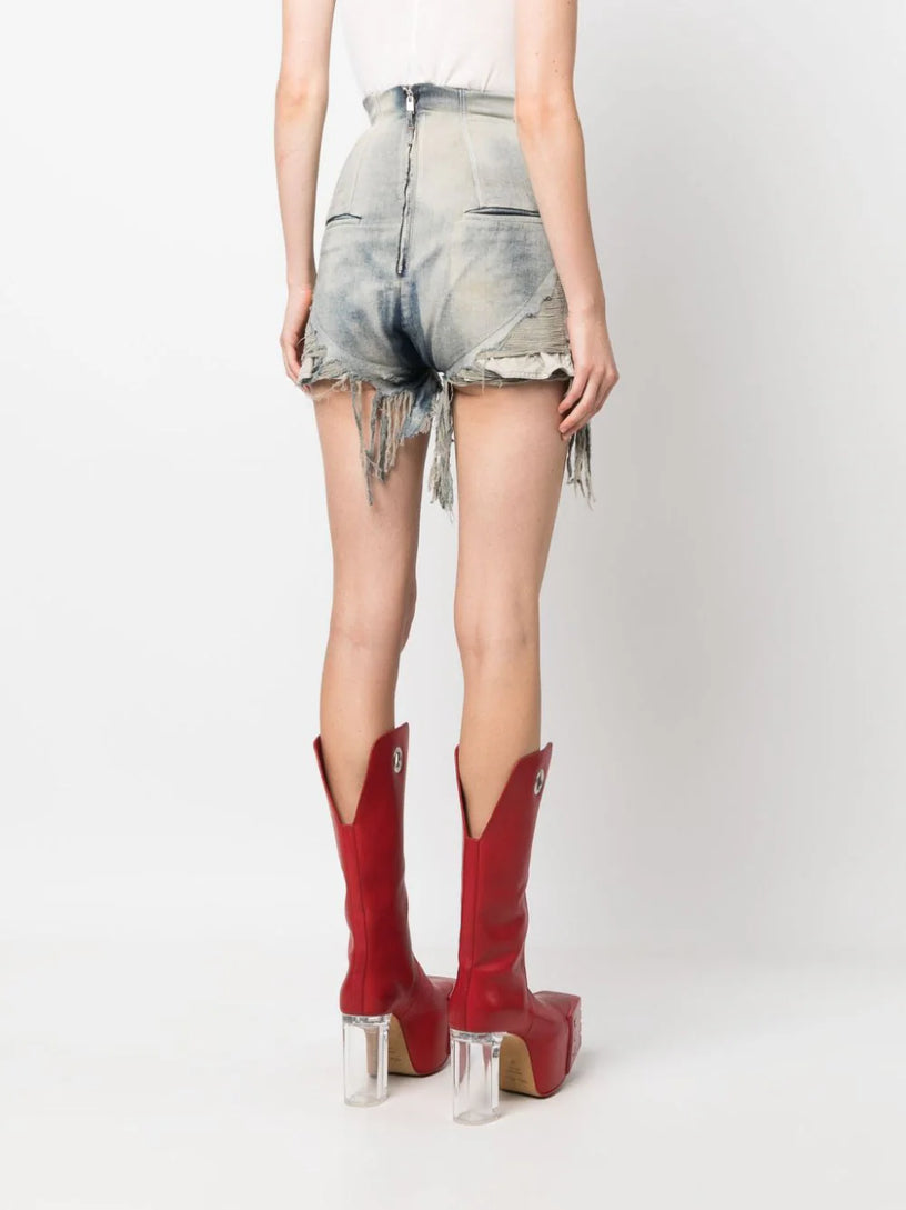 Dirt Cutoffs in sky stretch denim