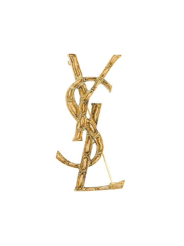 Spilla Opyum YSL crocodile in ottone dorato
