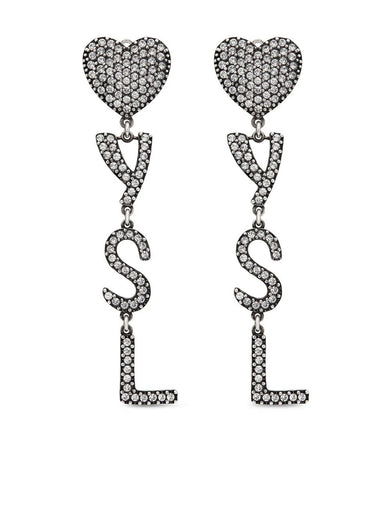 Opyum YSL heart earrings in metal and crystals