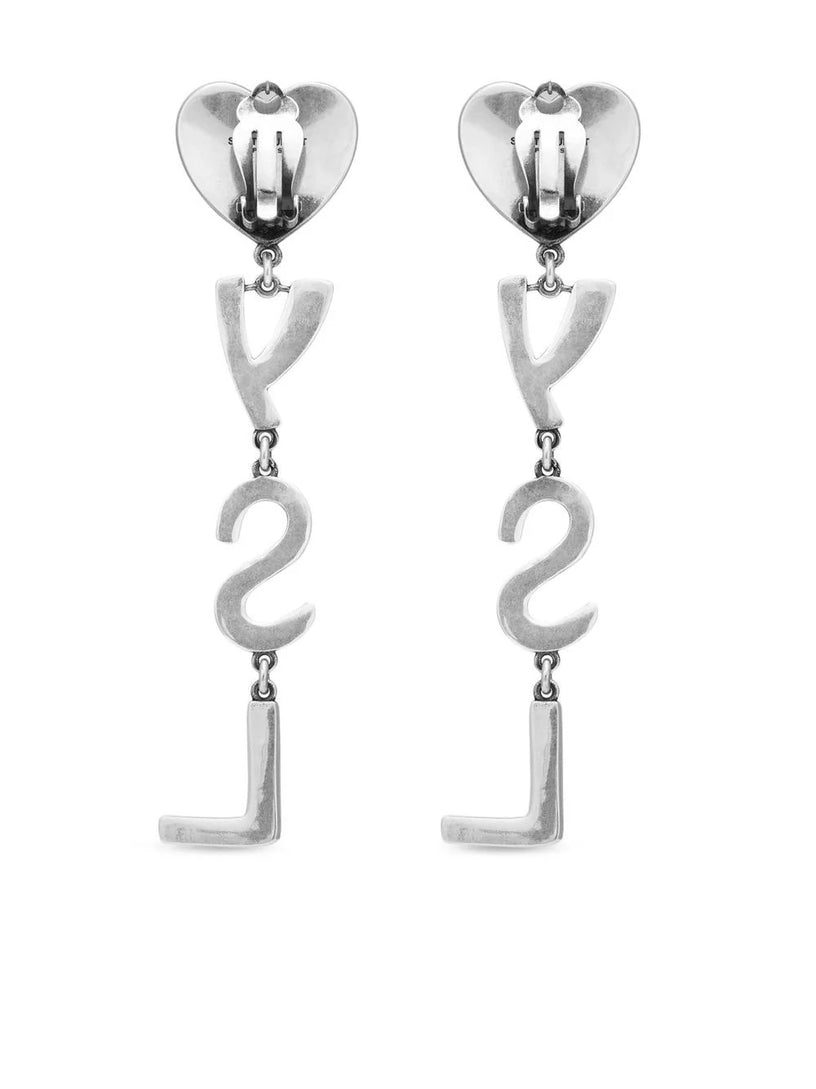 Opyum YSL heart earrings in metal and crystals
