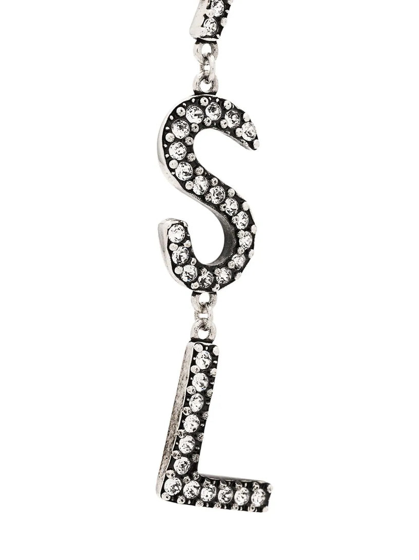 Opyum YSL heart earrings in metal and crystals