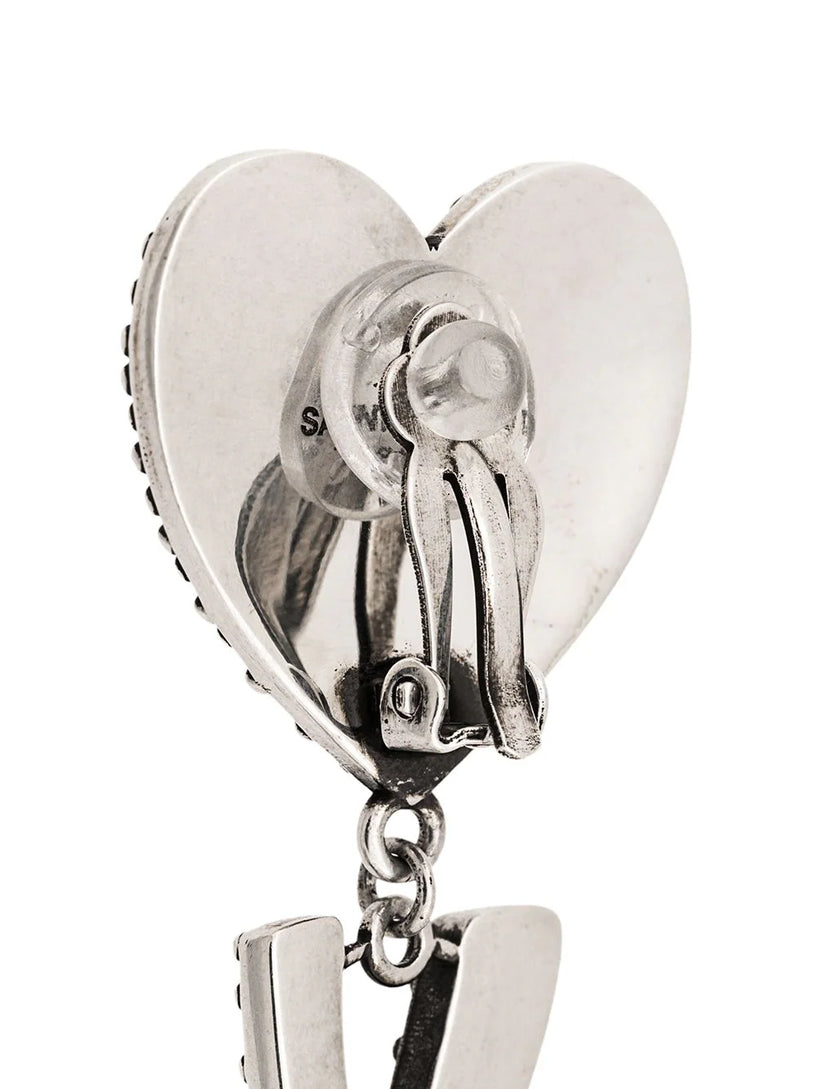 Opyum YSL heart earrings in metal and crystals