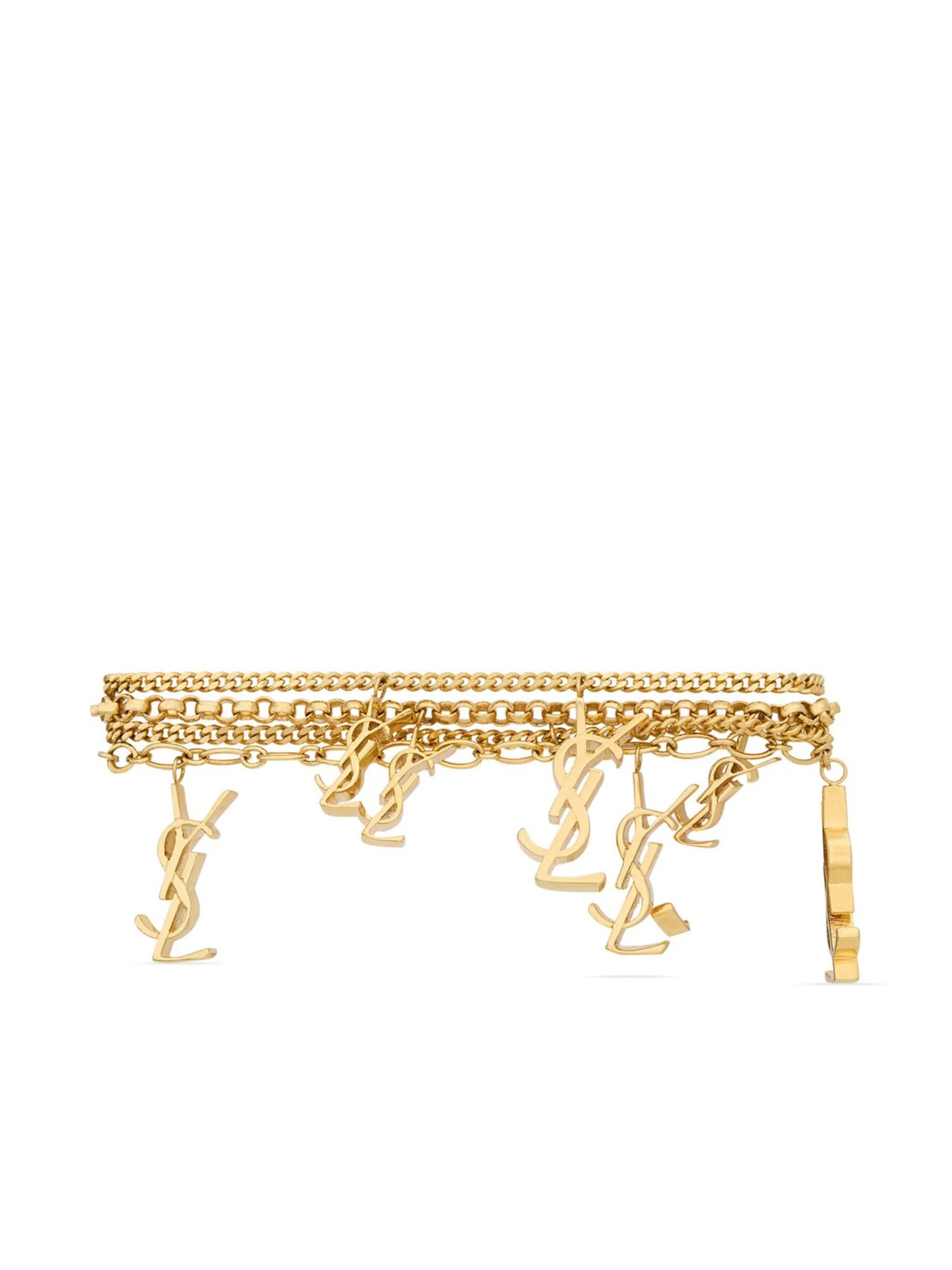 SAINT LAURENT Multi Chain Bracelet Saint Laurent Cassandre Crystal