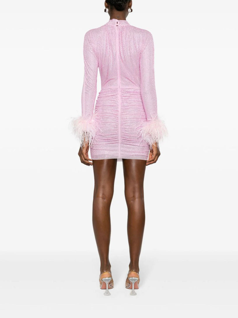 Rhinestone feather mini dress