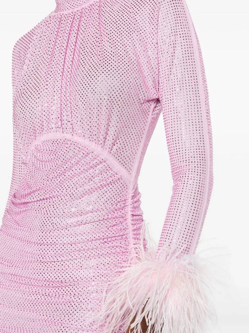 Rhinestone feather mini dress