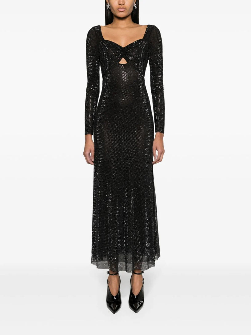 self portrait black mesh dress Black rhinestone mesh sweetheart midi dress