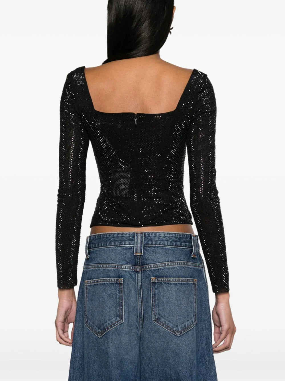 Rhinestone Mesh Top