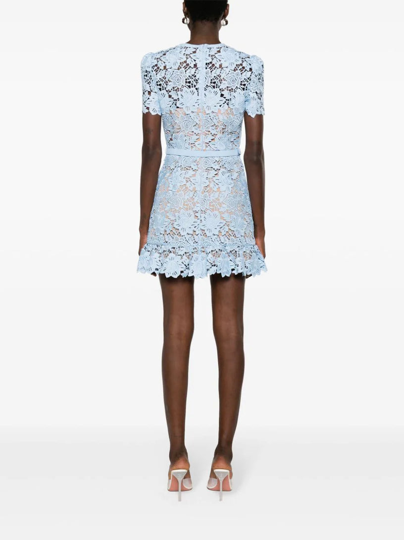 self portrait blue lace mini dress Lace Mini Dress SELF PORTRAIT Azzurro