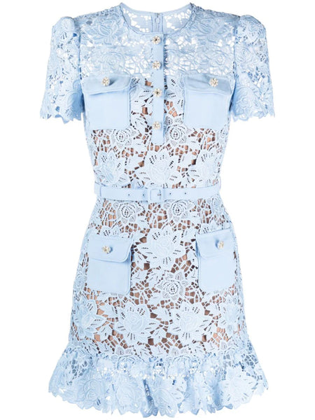 Lace Mini Dress SELF PORTRAIT Azzurro | Grifo210 Lace Mini Dress SELF PORTRAIT Azzurro | Grifo210