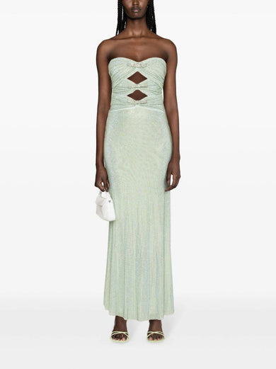 Mint rhinestone strapless maxi dress