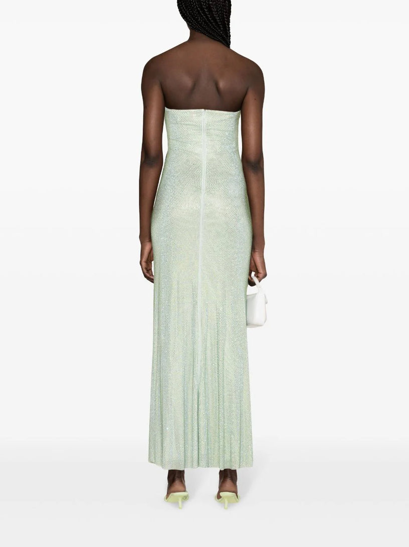 Mint rhinestone strapless maxi dress