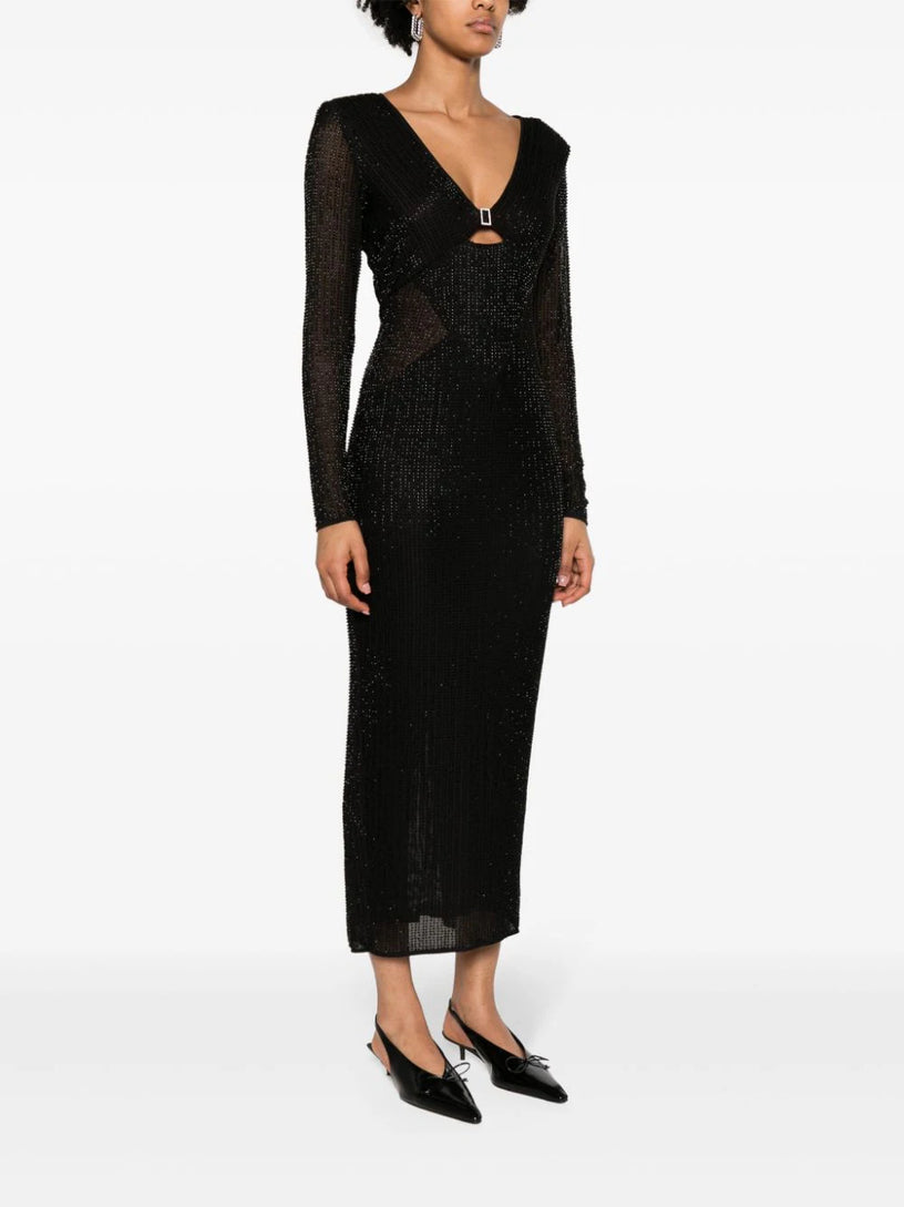 Beaded Mesh Midi Dress