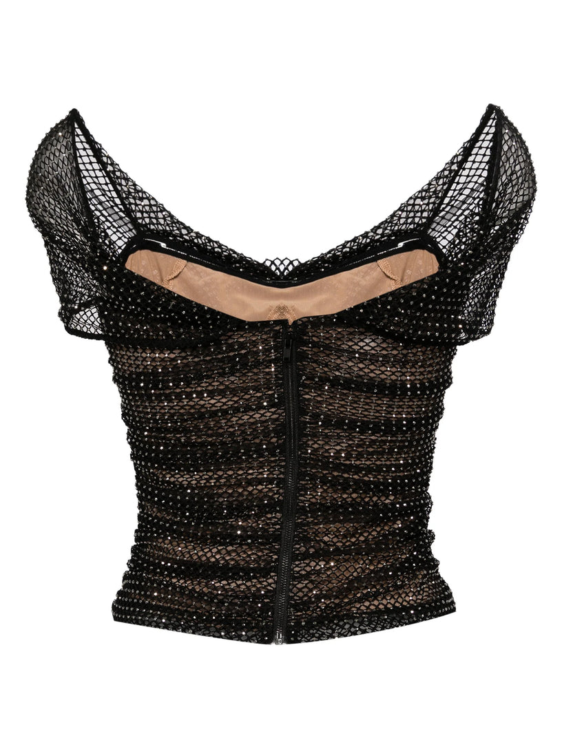 Rhinestone fishnet top