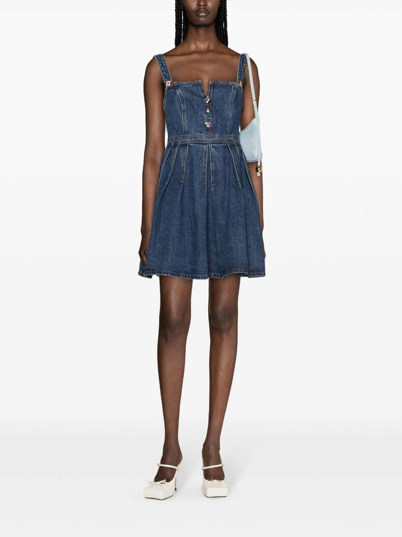 Denim embellished mini dress