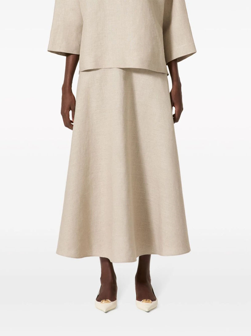 Linen canvas midi skirt