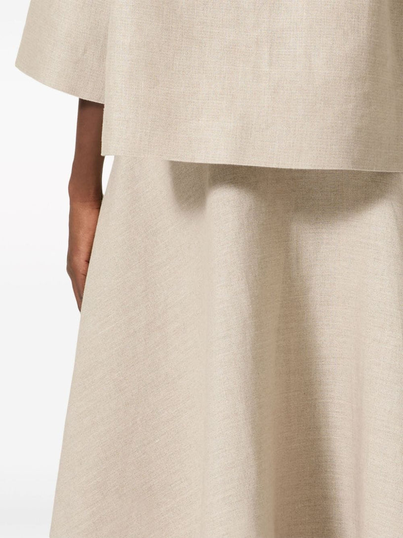 Linen canvas midi skirt