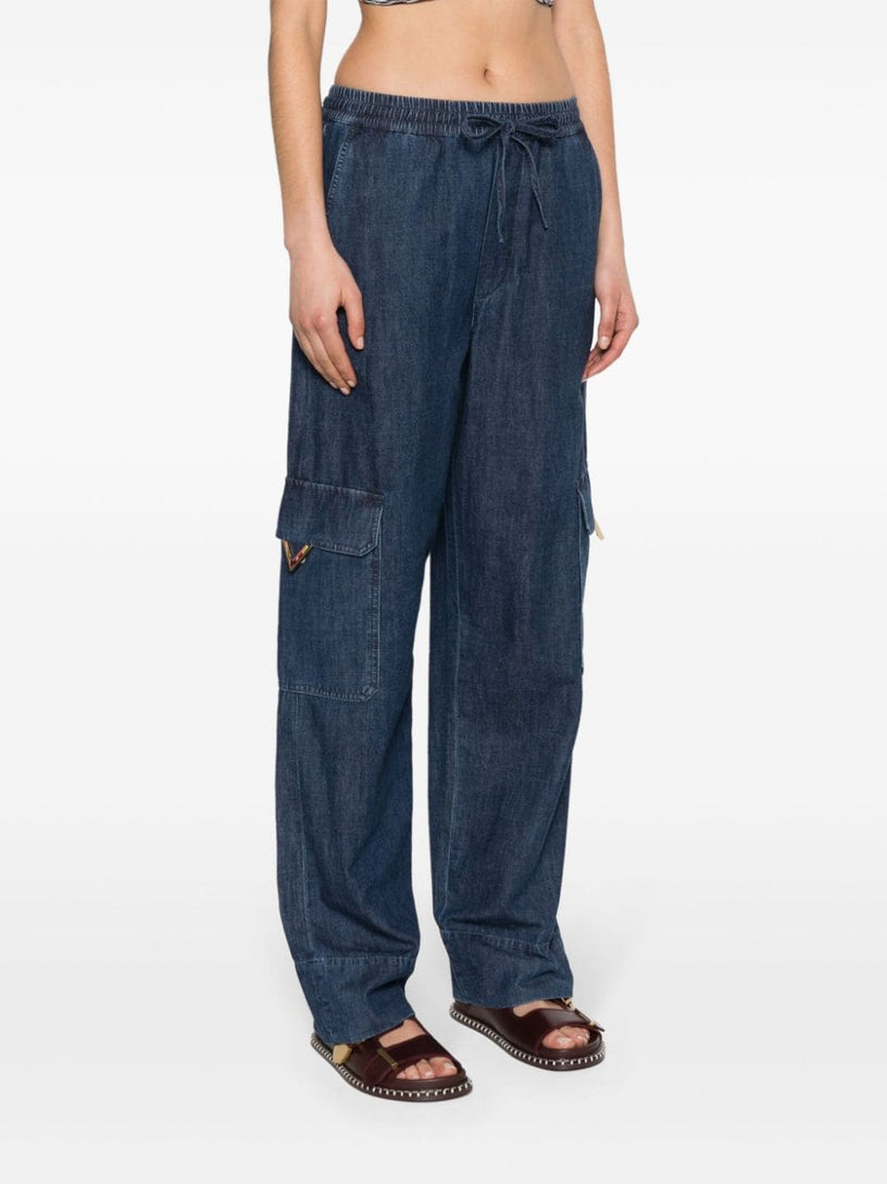 Chambray Denim Cargo Trousers
