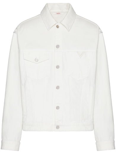 Denim jacket with rubberised V Detail