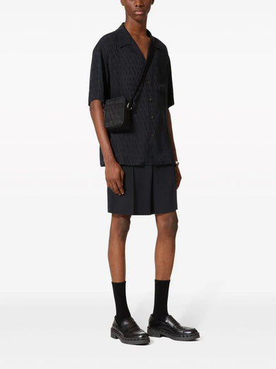 Bowling shirt in silk with Toile Iconographe motif
