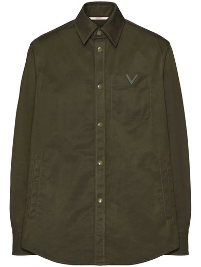Shirt jacket with rubberised V Detail