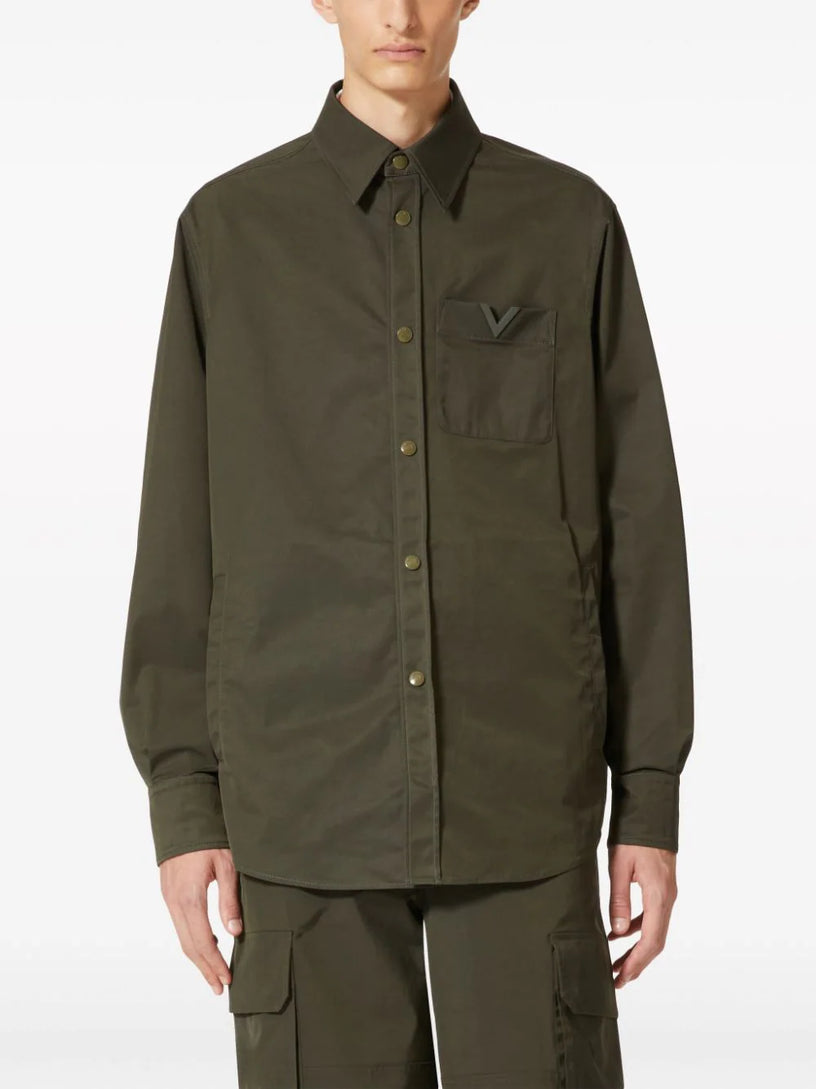 Shirt jacket with rubberised V Detail