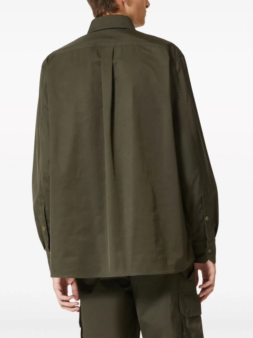 Shirt jacket with rubberised V Detail