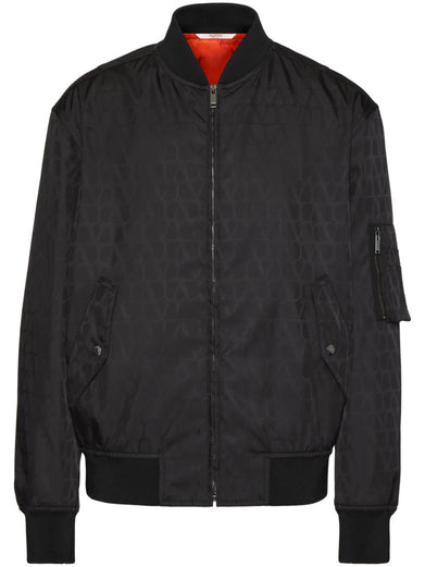 Nylon bomber jacket with all-over Toile Iconographe print