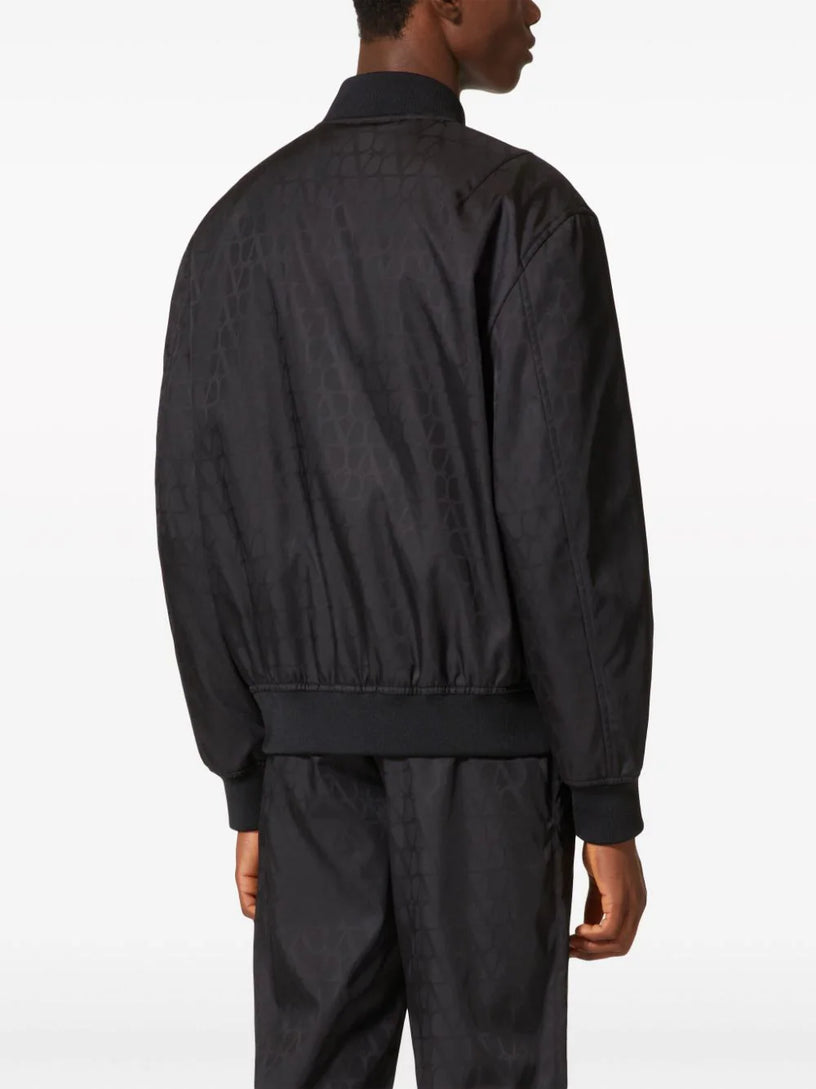 Nylon bomber jacket with all-over Toile Iconographe print