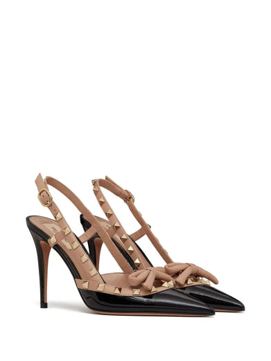 Rockstud Bow slingback pumps